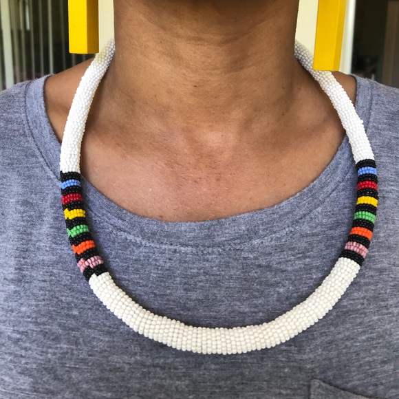 African Zulu Beaded Choker Necklace - Picture 1 of 5